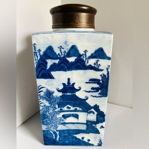 BLUE & White TEA Ginger JAR Lid Jumbo